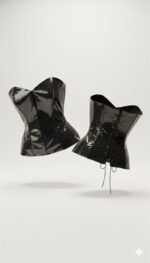 Corset Obsidian Luxe | Corset Preto Vinil Estruturado de Luxo com Amarração Ajustável - Imagem 3