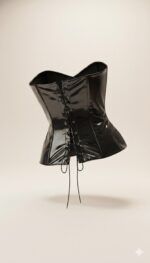 Corset Obsidian Luxe | Corset Preto Vinil Estruturado de Luxo com Amarração Ajustável - Imagem 2