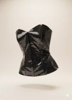 Corset Obsidian Luxe | Corset Preto Vinil Estruturado de Luxo com Amarração Ajustável