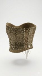 Corset Top Feminino Paetê Dourado Brilho Premium Festa - Imagem 2