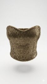 Corset Top Feminino Paetê Dourado Brilho Premium Festa