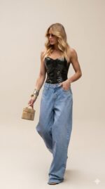 Corset Obsidian Luxe | Corset Preto Vinil Estruturado de Luxo com Amarração Ajustável - Imagem 5