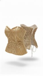 Corset Top Feminino Paetê Dourado Brilho Premium Festa - Imagem 2