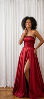 Vestido de Festa Longo Tomara que Caia com Fenda e Bordado Manual - Imagem 2
