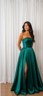 Vestido de Festa Longo Tomara que Caia com Fenda e Bordado Manual