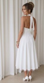 Vestido de Noiva Midi em Zibeline com Corset Estruturado - Imagem 3