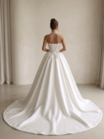 Vestido de Noiva Longo Princesa em Cetim Bucol com Corpo Bordado em Pérolas - Imagem 2