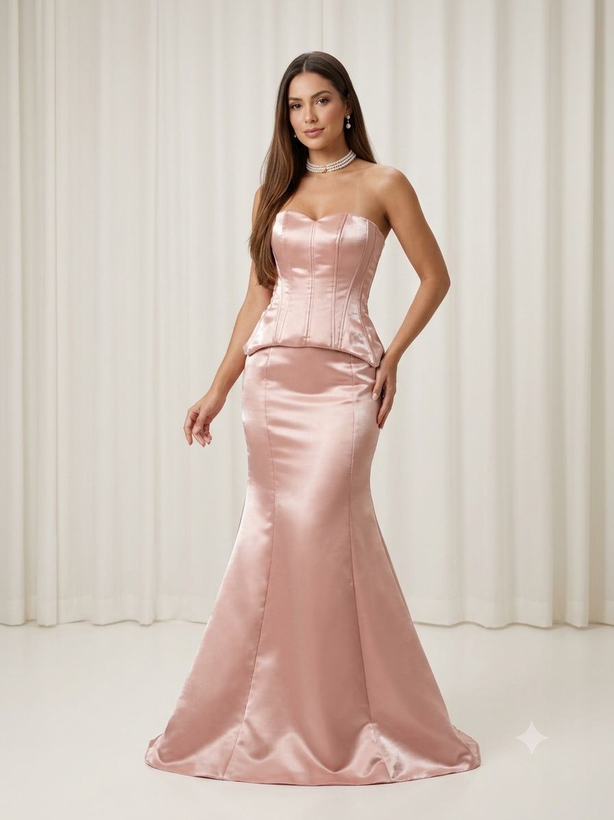 Gemini_Generated_Image_agrty1agrty1agrt Conjunto Rosa em Zibeline Fluido com Corset e Saia Sereia - Imagem 1