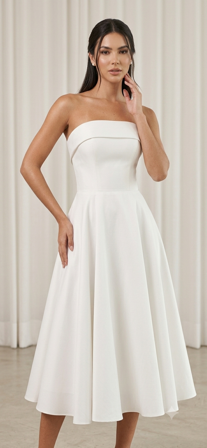 Gemini_Generated_Image_i5xpxgi5xpxgi5xp Vestido Midi de Noiva em Cetim Bucol Tomara que Caia Minimalista - Imagem 1