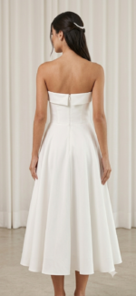 Vestido Midi de Noiva em Cetim Bucol Tomara que Caia Minimalista - Imagem 3