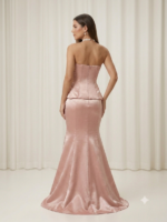 Conjunto Rosa em Zibeline Fluido com Corset e Saia Sereia - Imagem 2