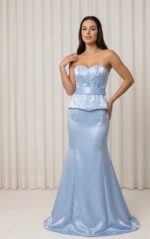 Conjunto Azul em Zibeline com Corset Estruturado e Saia Godê - Imagem 2