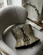 Corset Bustiê Jacquard Brocado com Amarração Posterior - Imagem 3