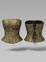 Corset Bustiê Jacquard Brocado com Amarração Posterior