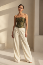 Corset Feminino Estruturado Tomara que Caia Verde e Dourado Évora