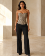 Corset Feminino Estruturado Tomara que Caia Taupe Texturizado Orvieto - Imagem 2