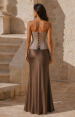 Corset Feminino Estruturado Decote Coração Bege e Dourado Siena - Imagem 3